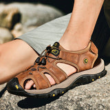 Sandalias Deportivas Para Hombres Grandes Al Aire Libre Para Verano, Comodas, Transpirables, Antideslizantes, Con Suela Suave, Zapatos De Playa Con Punta Cerrada, Ligeros, Diseno Hueco, Adecuados Para Senderismo Y Playa