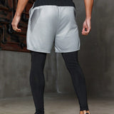 Shorts De Cintura Con Cordon Y Pantalones Deportivos Para Hombres Con Parches