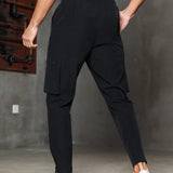 Pantalones Deportivos Para Hombres Con Cordon Y Cintura Solida De Un Solo Color