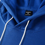 Sudadera Con Capucha Para Hombre, De Ocio Con Cordon Ajustable Y Diseno De Hombro Caido De Color Liso