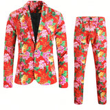 Conjunto De 2 Piezas De Traje Casual Con Diseno Floral Grande Impreso Digitalmente En La Chaqueta De Traje Y Pantalones