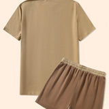 Manfinity LEGND Conjunto De Camiseta Con Estampado De Letras Para Hombres Y Pantalones Cortos De Bloque De Color