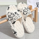 Zapatillas de hombre estampadas con oso, color blanco, moda para el hogar, zapatillas de exterior con suela suave antideslizante