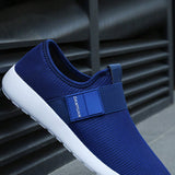 Zapatos Casuales Ligeros Para Hombres Slip On Blue Zapatos De Trabajo Entrenadores Zapatos De Gimnasio Transpirables De Malla Antideslizantes Para Caminar, Comodos Zapatos Deportivos Para Hacer Ejercicio