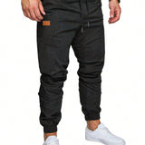 Manfinity Homme Pantalones De Hombre De Ajuste Holgado Con Detalles De Parches Y Cintura Con Cordon