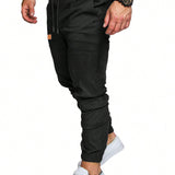 Manfinity Homme Pantalones De Hombre De Ajuste Holgado Con Detalles De Parches Y Cintura Con Cordon