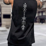 Manfinity Homme Camiseta Sin Mangas De Talla Grande Con Diseno Geometrico Y De Letras Para Hombre