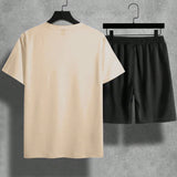Manfinity RSRT Camiseta De Cuello Redondo De Manga Corta Con Estampado De Palmeras Y Pantalones Cortos Para Hombre