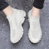 1 Par Zapatos Deportivos Tejidos Ligeros Y Transpirables Para Mujeres - Comodos Para Todo El Ano Y Color Solido Casual, Zapatillas Deportivas De Punto Con Diseno Similar A Calcetines Y Suela Gruesa Elegante