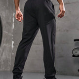 Pantalones Deportivos Para Hombre Con Cintura Ajustable Con Cordon Y Estampado De Letras