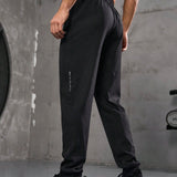 Pantalones Deportivos Para Hombre Con Cintura Ajustable Con Cordon Y Estampado De Letras