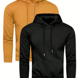 Sudadera Con Capucha Y Cordon Lisa Para Hombre