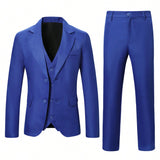 Conjunto De Traje De Chaqueta De Cuello Mandarin Para Hombre Con Chaleco Y Pantalones