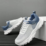 Zapatos de correr transpirables de punto ligero y elegante para hombres, cordones delanteros, zapatos casuales minimalistas comodos