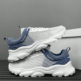 Zapatos de correr transpirables de punto ligero y elegante para hombres, cordones delanteros, zapatos casuales minimalistas comodos
