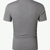 Manfinity Homme Camiseta De Manga Corta Casual De Verano Para Hombres Con Cuello Henley