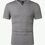 Manfinity Homme Camiseta De Manga Corta Casual De Verano Para Hombres Con Cuello Henley