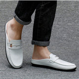 Mocasines Para Hombres, Nuevo Estilo De Primavera Y Verano, Suelas Delgadas, Zapatos Blancos Sin Respaldo, Sandalias Casuales Para Hombre