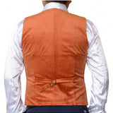 Chaleco informal de terciopelo naranja quemado para traje de hombre, chaleco para bodas para padrinos de bodas y novios