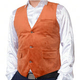 Chaleco informal de terciopelo naranja quemado para traje de hombre, chaleco para bodas para padrinos de bodas y novios