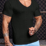 Manfinity Homme Camiseta Casual De Verano Para Hombres De Manga Corta Solida Con Bordado Y Agujeros En El Diseno