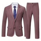 Manfinity AFTRDRK Conjunto De Traje De Color Solido Para Hombre, Chaqueta De Un Solo Pecho Con Bolsillos Y Pantalones Largos Con Cierre De Boton