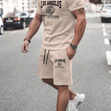 Manfinity Chillmode Conjunto De Camiseta De Hombre Impresa De Letras Y Pantalones Cortos Para El Verano