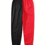 Jogger Pantalones De Hombre Con Cordon De Parche En Bloques De Colores