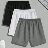 Manfinity Basics Pantalones cortos de ocio deportivos de talla grande para hombres con bolsillos inclinados y cintura con cordon para verano