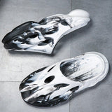 Zapatos Zuecos impresos al aire libre antideslizantes comodos y ligeros para hombre, con decoracion de bloqueo de color y puntera cerrada