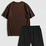 ROMWE Street Life Conjunto de 2 piezas para hombres con camiseta casual de manga corta con estampado de estrella y shorts