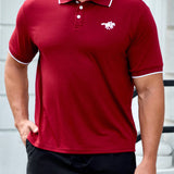 Manfinity Camiseta polo de manga corta casual de verano para hombre con estampado de caballero y talla grande
