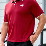 Manfinity Camiseta polo de manga corta casual de verano para hombre con estampado de caballero y talla grande