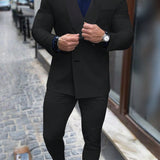 Manfinity Mode Conjunto De Chaqueta Y Pantalon De Traje Cruzado Con Cuello Chal Para Hombre