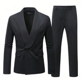 Manfinity Mode Conjunto De Chaqueta Y Pantalon De Traje Cruzado Con Cuello Chal Para Hombre