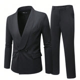 Manfinity Mode Conjunto De Chaqueta Y Pantalon De Traje Cruzado Con Cuello Chal Para Hombre