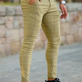 Pantalones a cuadros simples y casuales para uso diario de hombre