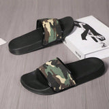 Zapatillas De Playa De Camuflaje De Moda Para Hombres, Sandalias De Punta Abierta Informales Ligeras De Verano Para Exteriores