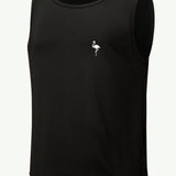 Camiseta sin mangas casual deportiva para hombre de talla grande con estampado de flamenco en el cuello redondo y para verano