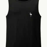 Camiseta sin mangas casual deportiva para hombre de talla grande con estampado de flamenco en el cuello redondo y para verano