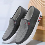 NEW Zapatos de lona slip-on para hombre con suela exterior suave inyectada, casuales, transpirables y comodos, con parches de empalme bordado de hilo