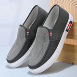 NEW Zapatos de lona slip-on para hombre con suela exterior suave inyectada, casuales, transpirables y comodos, con parches de empalme bordado de hilo