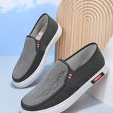 NEW Zapatos de lona slip-on para hombre con suela exterior suave inyectada, casuales, transpirables y comodos, con parches de empalme bordado de hilo