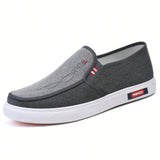 NEW Zapatos de lona slip-on para hombre con suela exterior suave inyectada, casuales, transpirables y comodos, con parches de empalme bordado de hilo