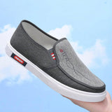 NEW Zapatos de lona slip-on para hombre con suela exterior suave inyectada, casuales, transpirables y comodos, con parches de empalme bordado de hilo