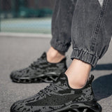 NEW Zapatillas de deporte para hombres con patron de camuflaje tejido, versatiles, faciles de poner, con cordones delanteros, comodas y casuales para dias de relax