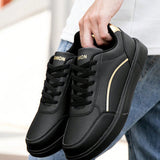 NEW Zapatos de hombre de corte bajo con estilo anti-deslizante, negro y dorado con rayas, zapatos deportivos casuales y versatiles para parejas.