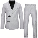 Manfinity Hypemode Conjunto De Chaqueta Y Pantalon De Traje De Manga Larga Con Doble Botonadura Para Hombre