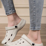 Sandalias comodas para pareja de moda casual bajitas, solidas de color con huecos, antideslizantes, suaves y con suela gruesa