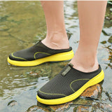 Zapatillas medias de malla transpirable para hombres, zapatos de los perezosos, sandalias casuales suaves, ligeras con suela elastica y transpirable para el verano